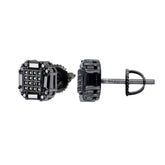 Black Moissanite Square Stud Earrings